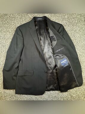 Lands End Mens 44R Black Traditional Year’rounder Stretch Wool Suit Jacket